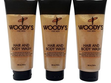 Woody s for Men Hair and Body Wash 10 OZ Set of 3 Supply