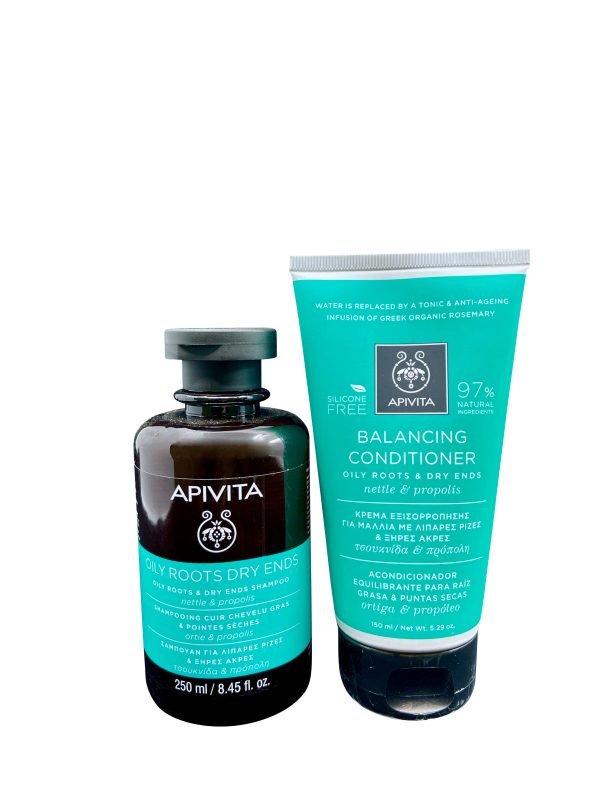 Apivita Oily Roots & Dry Ends  Shampoo 8.45 OZ & Conditioner 5.29 OZ Set Fashion