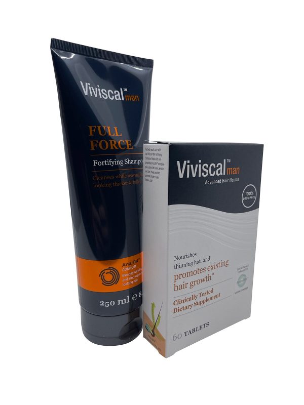 Viviscal Man Full Force Shampoo 8.45 OZ & Hair Growth Supplements 60 Tablets on Sale