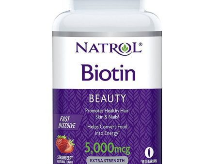 NATROL - Biotin 5000 mcg Fast Disolve Strawberry - 90 Tablets Online Sale