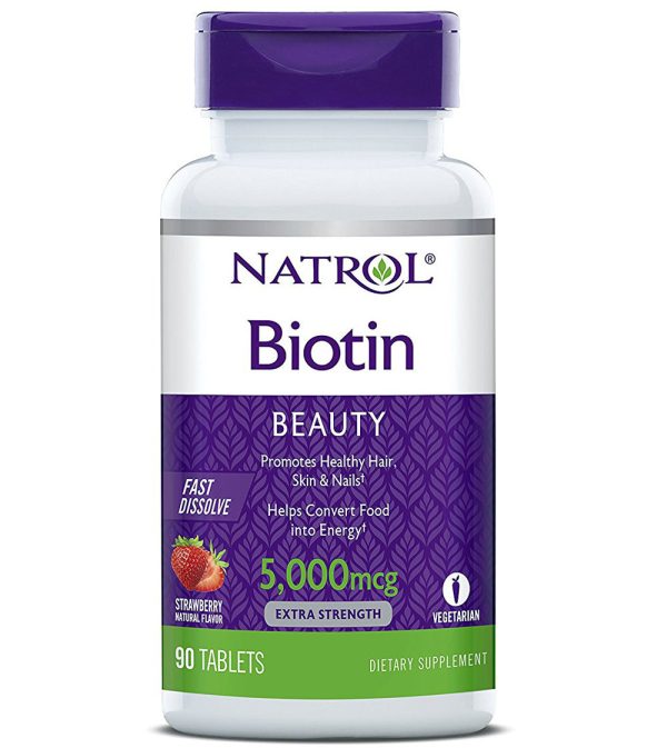 NATROL - Biotin 5000 mcg Fast Disolve Strawberry - 90 Tablets Online Sale