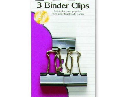 CHARLES LEONARD - Binder Clips Medium Black Steel - 3 Clips Online Sale